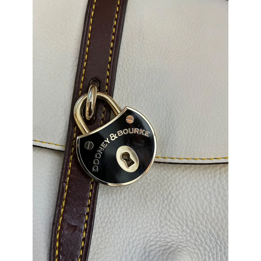 Dooney Bourke Cream Pebble Leather Lock Crossbody Bag - Picture 11 of 16